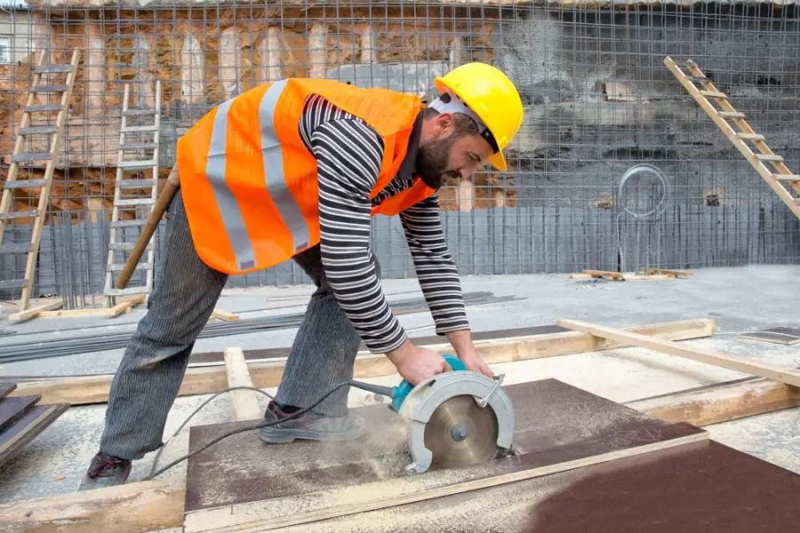 Construction worker on assignment