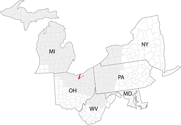 Cleveland Service Area Map.