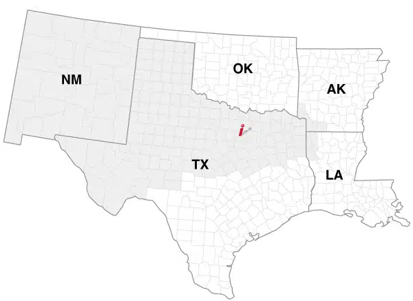 Map with pin on Dallas.