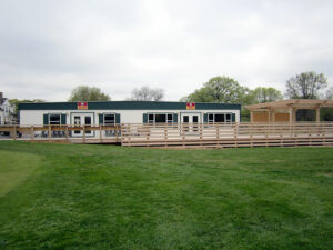 Exterior of UofM modular building clubhouse.