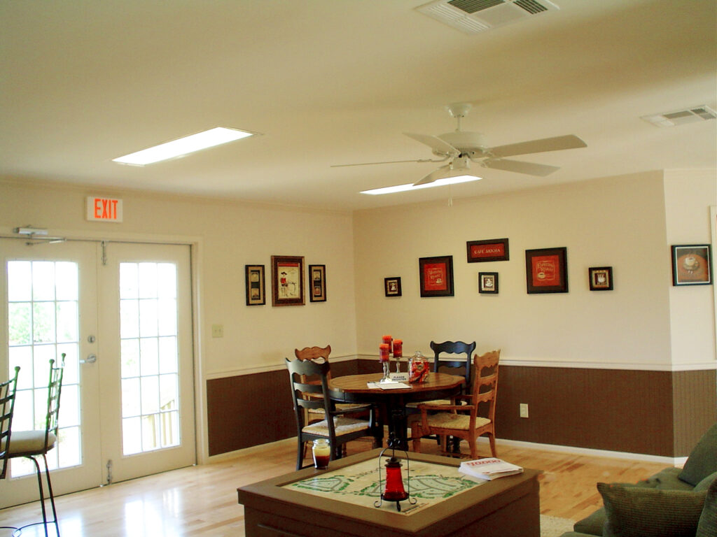 reception office with table and chairs