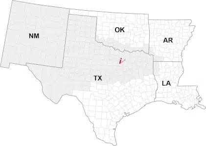 Map with pin on Dallas.