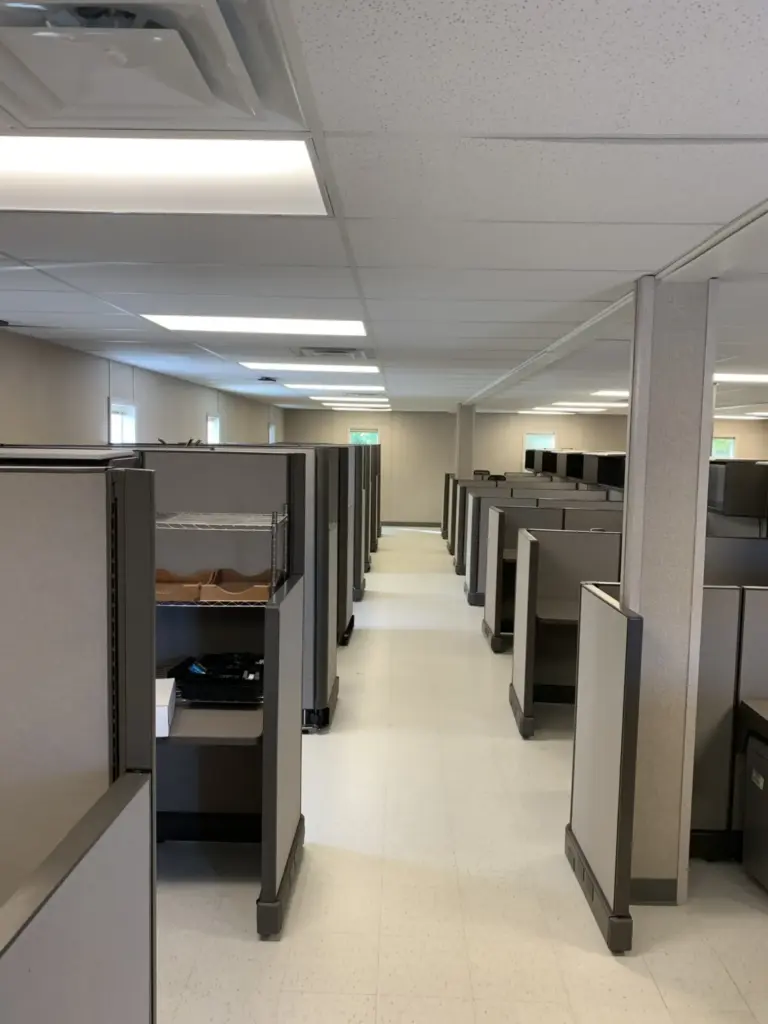 Interior cubicles at a modular office