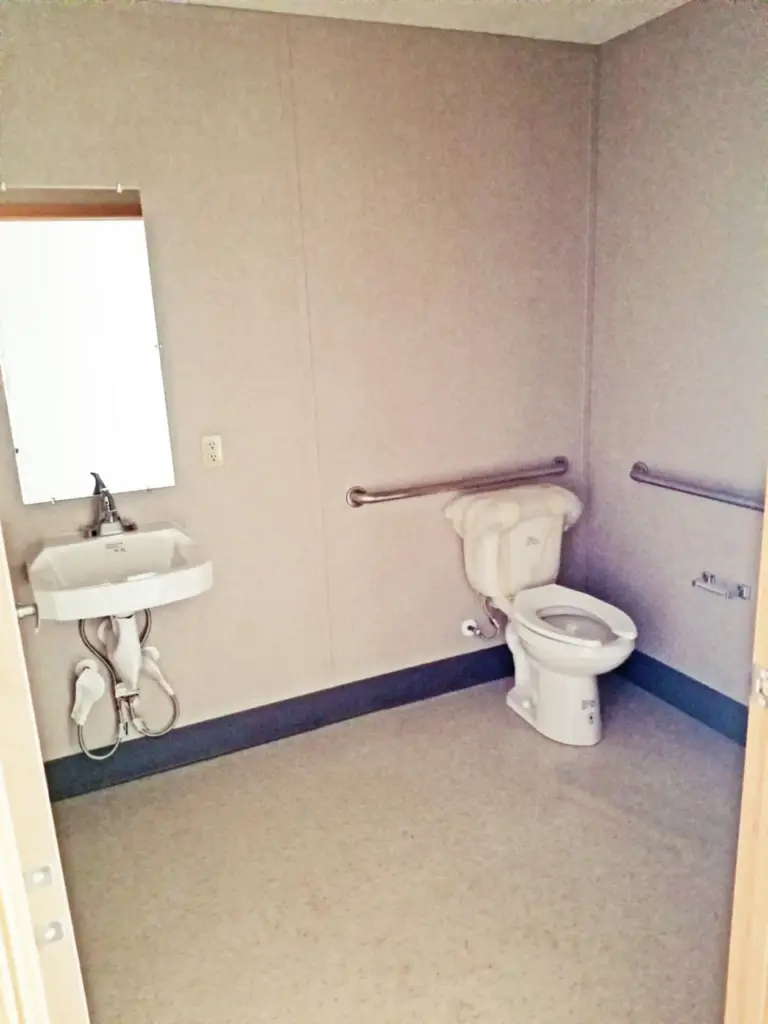 Restroom in modular building.