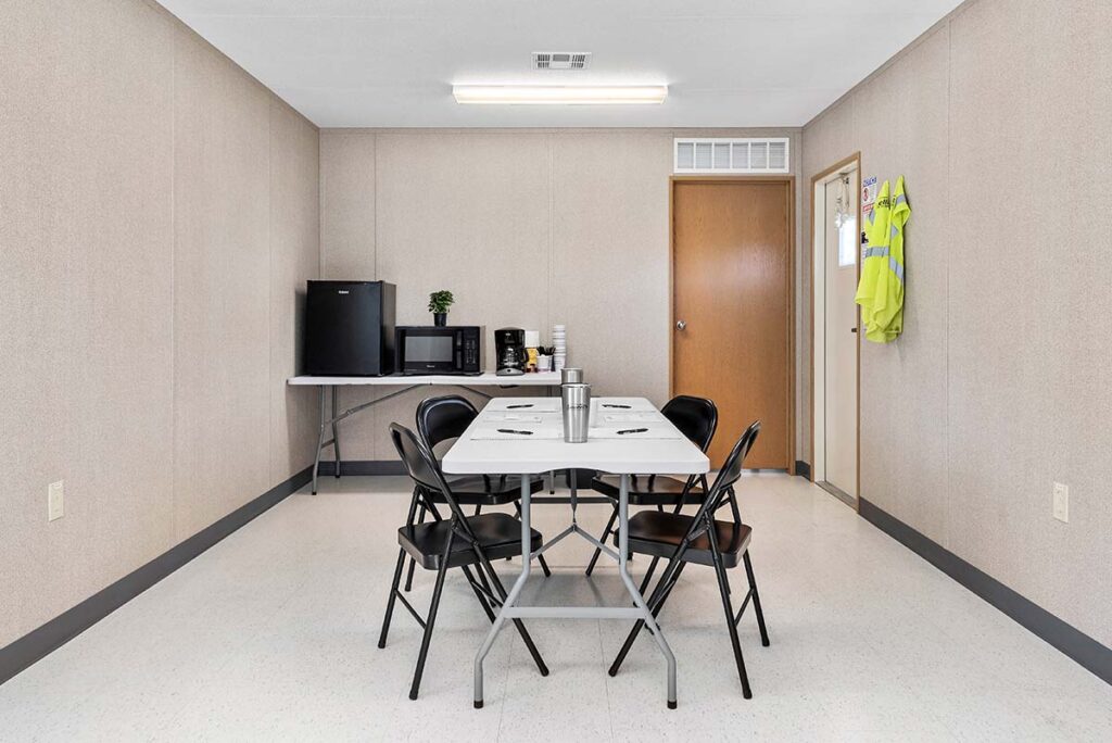 Breakroom furniture in a mobile office