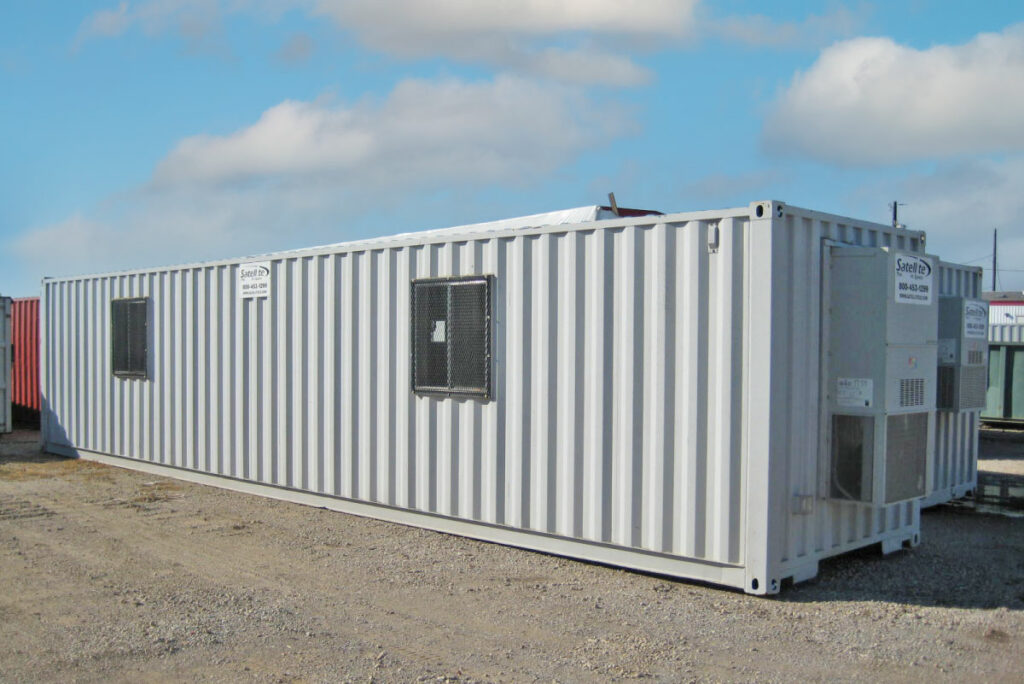 Width view of a mobile office with an air conditioner