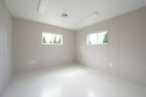 interior of empty portable office space