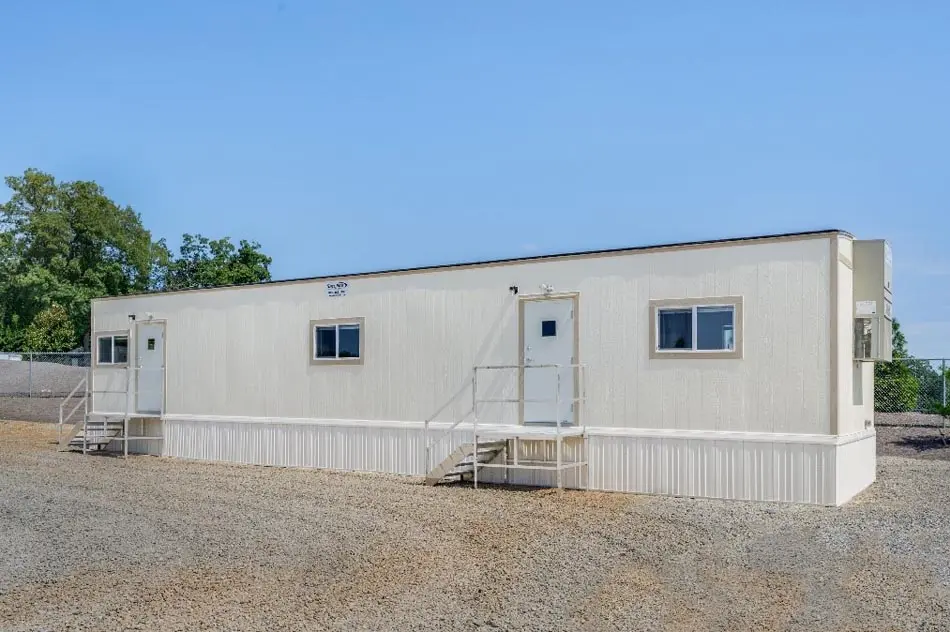 A Satellite Shelters mobile office installed at a jobsite