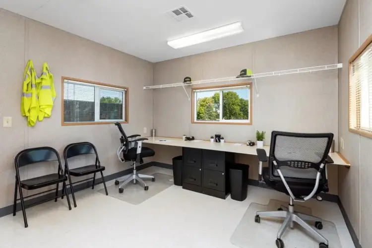 interior of a job trailer