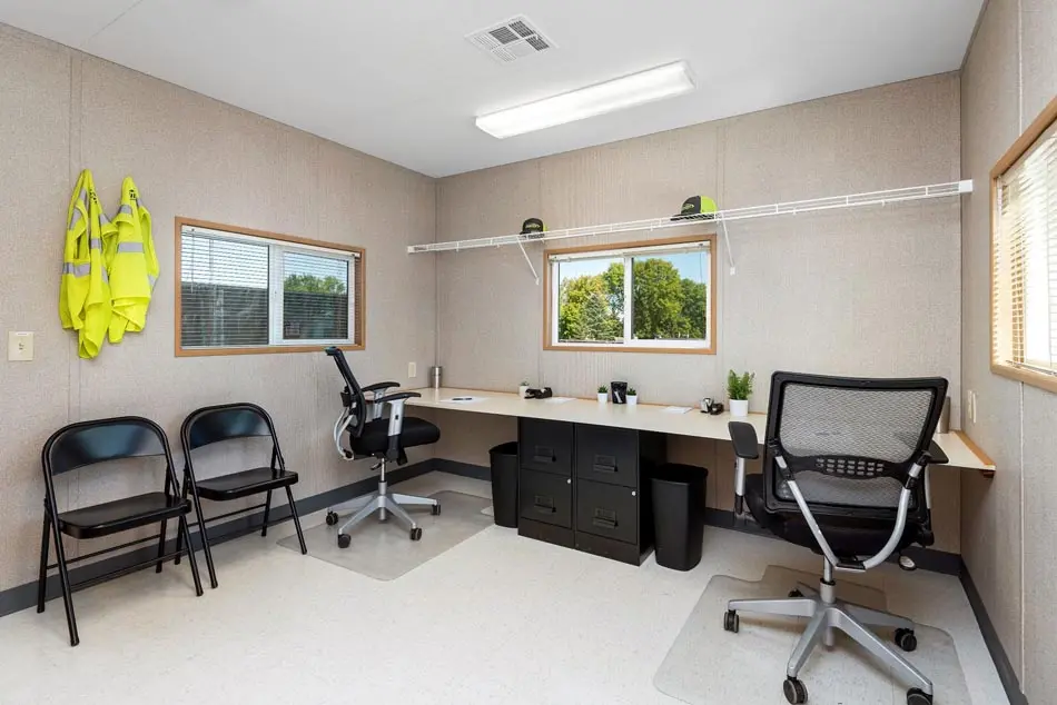 interior of a job trailer