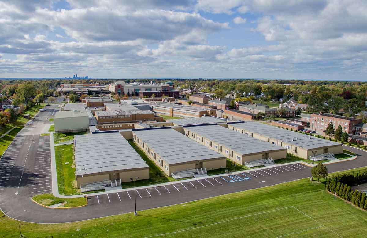 Wiley Middle School Portable Classrooms viewed from an aerial view