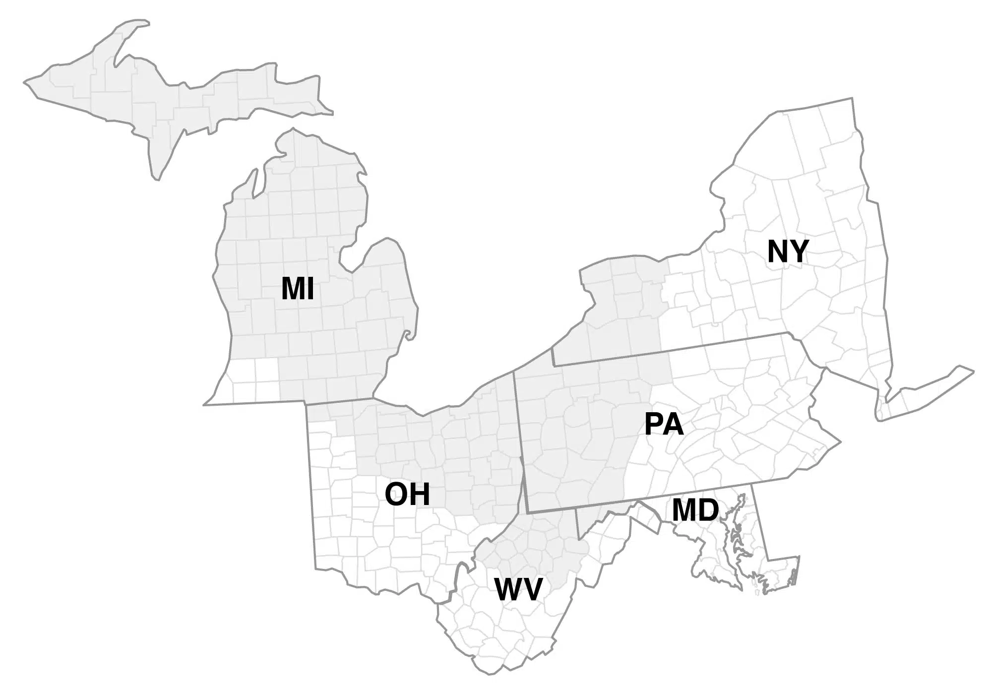 Map of the Detroit Service Area.
