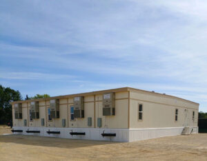 Back view of a s-plex modular building 