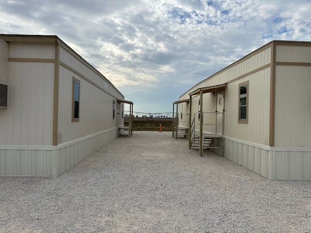A row of mobile offices.