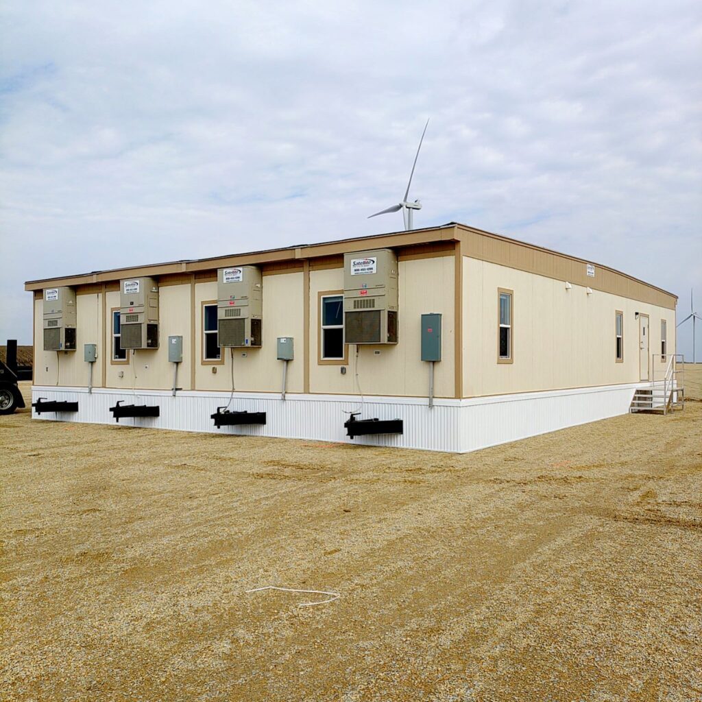 48x60 Mobile Office with Skirting on wind farm.