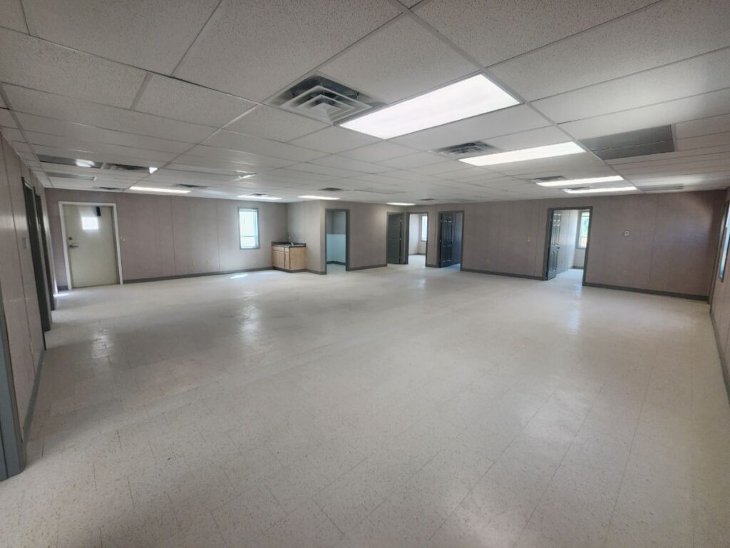 Inside s-plex modular building. Open area and offices